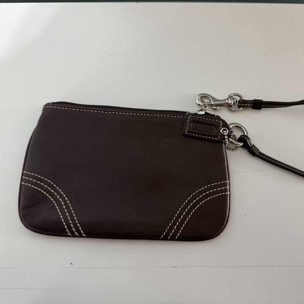 Coach brown leather wristlet